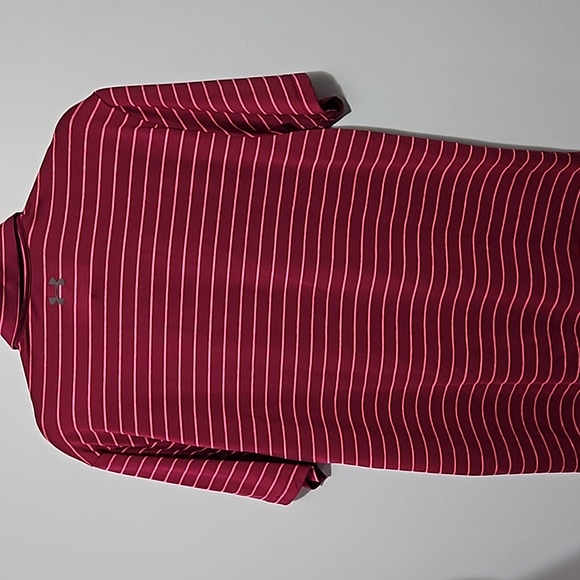 Under Armour The Playoff Polo Short Sleeve Maroon & Pink Stripe Size M #M-158 - Picture 2 of 9